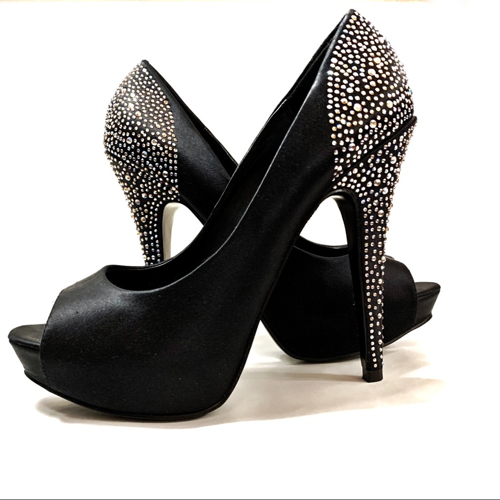 Steve Madden Playy-r Rhinestoned PeepToe Heels